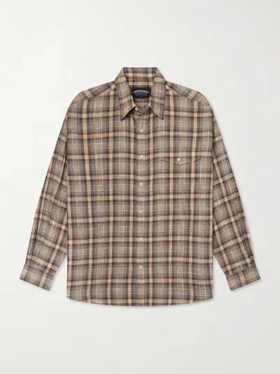 Frizmworks Checked Woven Shirt In Brown