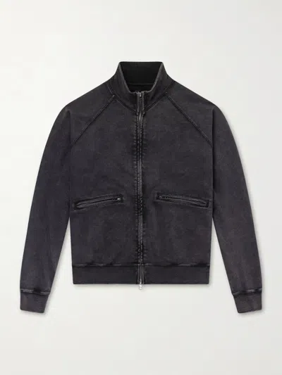 Frizmworks Cotton-blend Jersey Zip-up Sweatshirt In Black