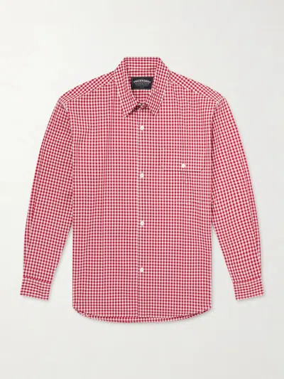Frizmworks Ease Gingham Cotton Shirt In Red