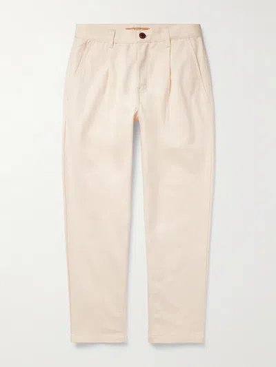 Frizmworks Haworth Tapered Cropped Pleated Cotton-twill Trousers In Neutrals
