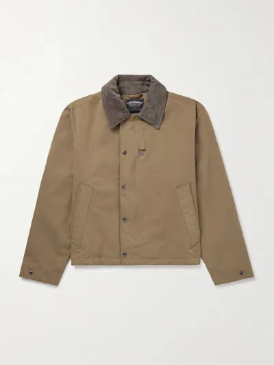 Frizmworks Heritage Corduroy-trimmed Cotton-blend Jacket In Brown
