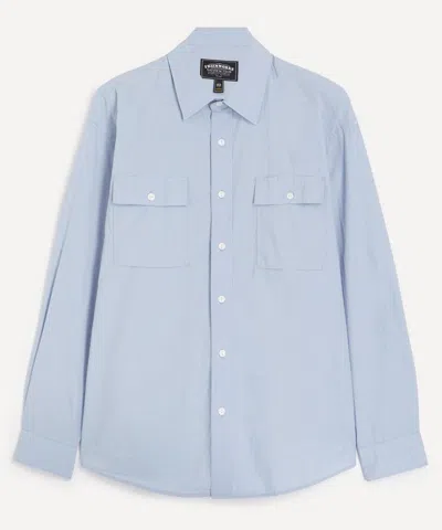 Frizmworks Mens Cigarette Pocket Typewriter Shirt In Sky Blue