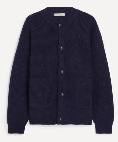 Frizmworks Mens Heavy Wool Round Cardigan In Navy In Blue
