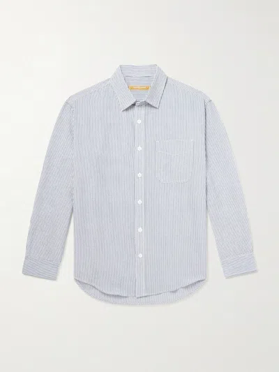 Frizmworks Og Oversized Striped Cotton-blend Seersucker Shirt In Blue