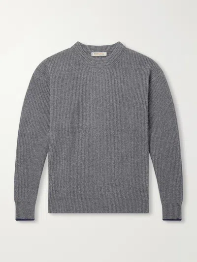 Frizmworks Ribbed Wool-blend Sweater In Gray