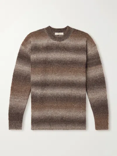 Frizmworks Striped Bouclé Sweater In Brown
