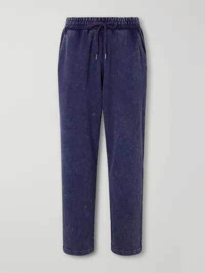 Frizmworks Tapered Cotton-blend Jersey Sweatpants In Blue