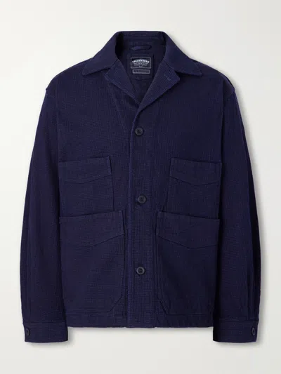 Frizmworks Waffle-knit Cotton Jacket In Blue