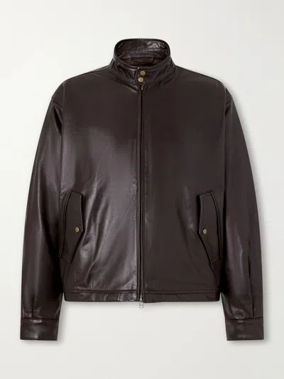 Frizmworks Waxed Leather Jacket In Brown
