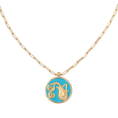 Frkl Women's Gold Aquarius Zodiac Star Sign Necklace