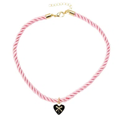 Frkl Women's Pink / Purple Tangle Black Heart Necklace