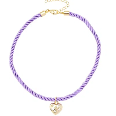 Frkl Women's Pink / Purple Tangle Gold Heart Necklace