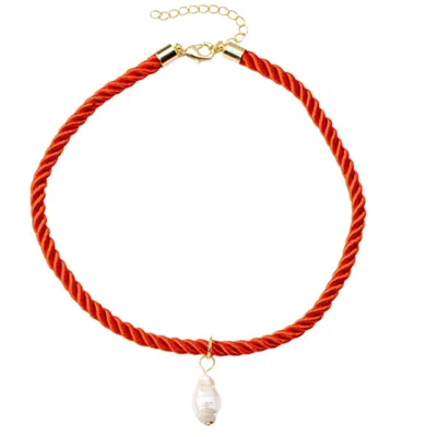 Frkl Women's Red Tangle Pearl Necklace