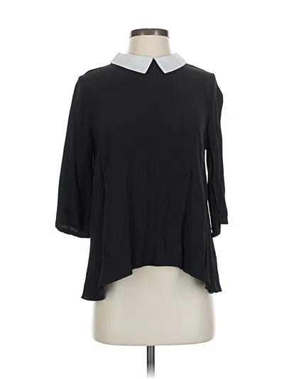 Pre-owned Frnch 3/4 Sleeve Top Black Collared Neckline Tops