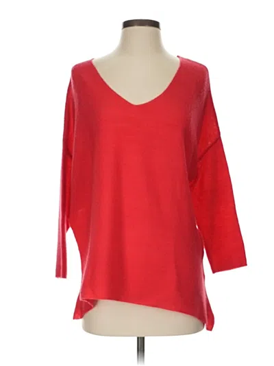 Pre-owned Frnch 3/4 Sleeve Top Red V-neck Tops