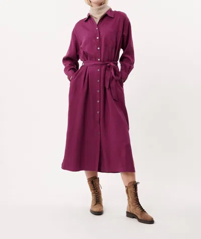 Frnch Adenisse Dress In Aubergine In Red