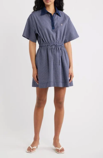 Frnch Aeeurra Checkered Cotton Minidress In Bleu Marine