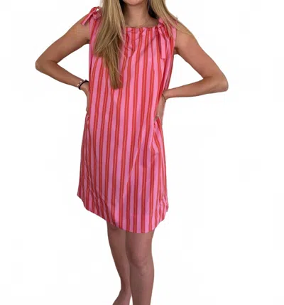 Frnch Aelia Stripe Tie Tank Mini Dress In Pink
