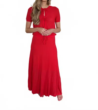 Frnch Aelis Crochet Tie Waist Midi Skirt In Red