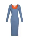 Frnch Aimee Dress In Orange/ Blue In Blue