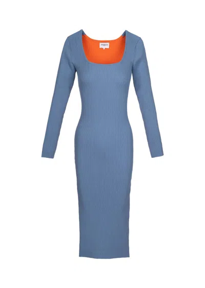 Frnch Aimee Dress In Orange/ Blue In Multi