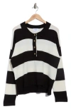 Frnch Akiko Stripe Henley Sweater In Black