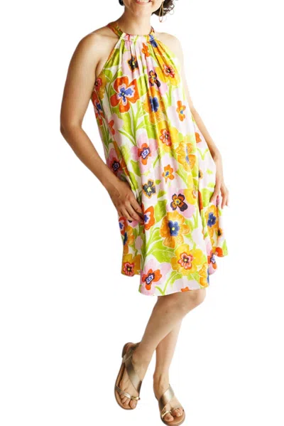 Frnch Alisier Woven Dress In Spicy Garden Creme In Multi