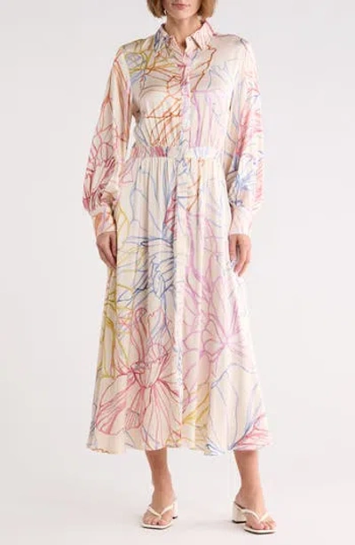 Frnch Amanda Long Sleeve Shirtdress In Multi