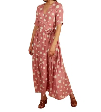 Frnch Anath Polka Dot Maxi Dress In Pink/white In Multi