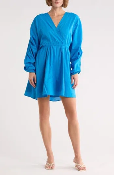 Frnch Andreas Long Sleeve Minidress In Blue