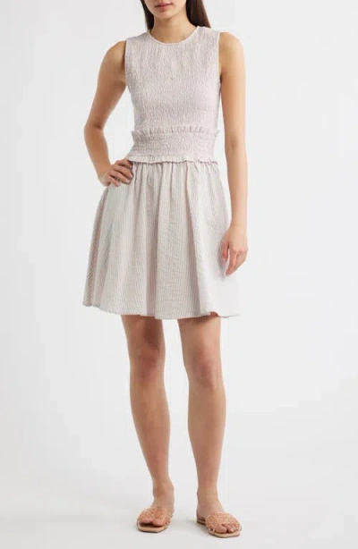 Frnch Antonietta Smocked Sleeveless Minidress In Pink