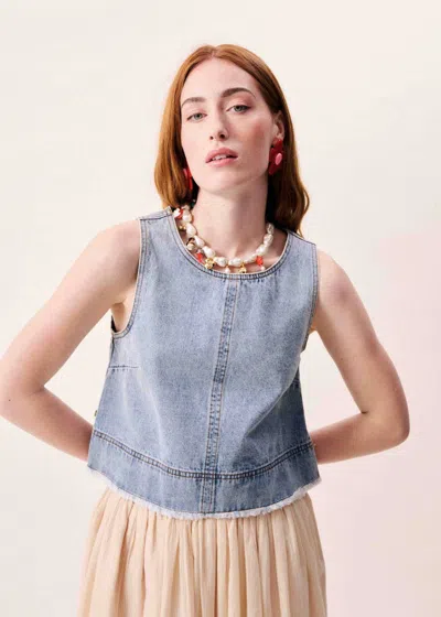 Frnch Aqualina Tank Top In Light Denim In Blue