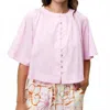 Frnch Aricia Short Sleeves Shirt In Rose In Pink