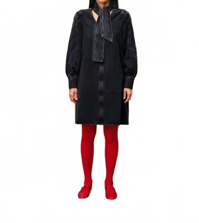 Frnch Aubepine Mini Dress In Black Denim