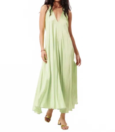 Frnch Auria Satin Maxi Halter Dress In Pistachio In Green