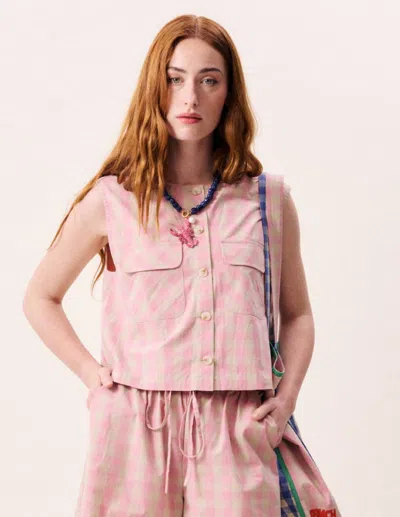 Frnch Aurora Vest Top In Rose In Pink