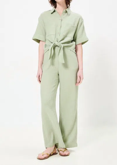 Frnch Aymie Wide Leg Pants In Pistachio In White