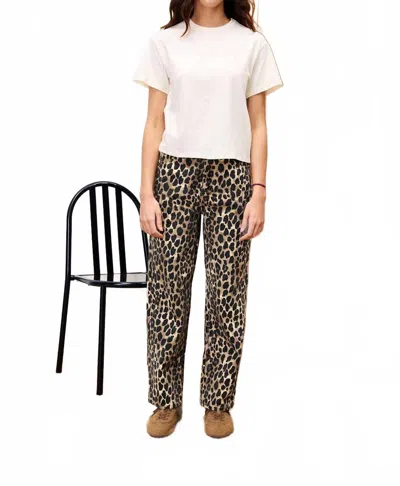 Frnch Bobtail Denim Pants In Leopard In Multi