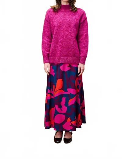 Frnch Burmese Midi Skirt In Geometric Flowers In Multi