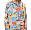 Frnch Cafe Chic Long Sleeve Top In Multi In Multi