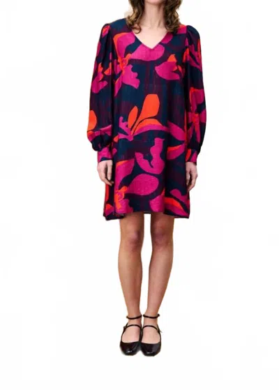 Frnch Callie Midi Dress In Geometric Flowers In Multi