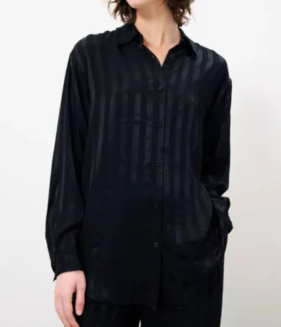 Frnch Carla Satin Long Sleeve Top In Black