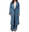 Frnch Carmelina Long Sleeve Trench Coat In Bleu Jean In Blue