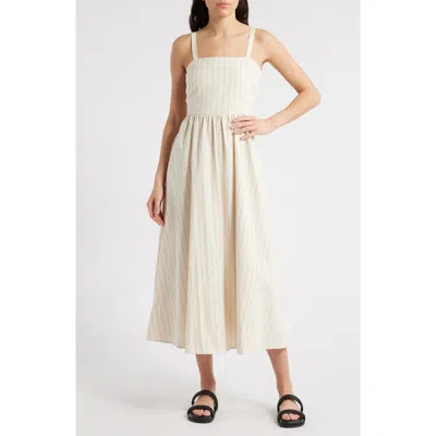Frnch Casey Stripe Floral Jacquard Cotton Blend Sundress In Creme