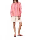 Frnch Catherine Balloon Sleeves Shirt In Rose Multi In Pink