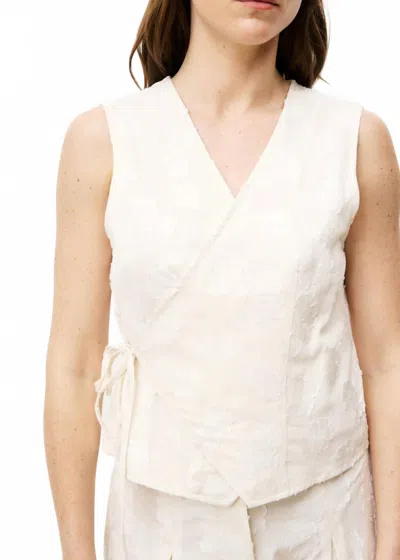 Frnch Chemzi Wrap Top In Creme In Neutral