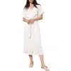 Frnch Chryslaine Button Down Midi Dress In Sand