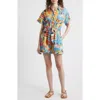 Frnch Clemire Print Tie Waist Romper In Multi