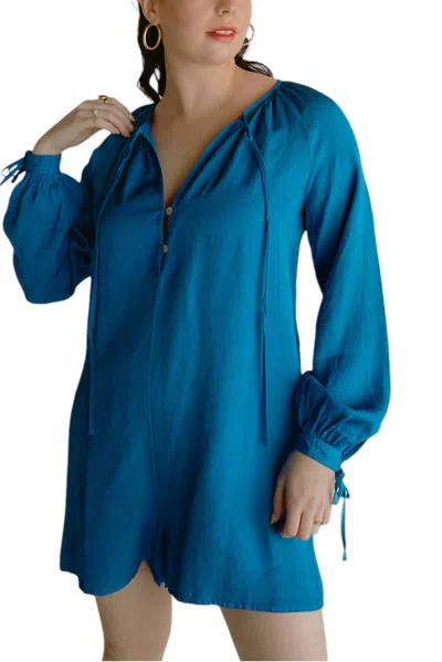 Frnch Cleone Woven Romper In Blue