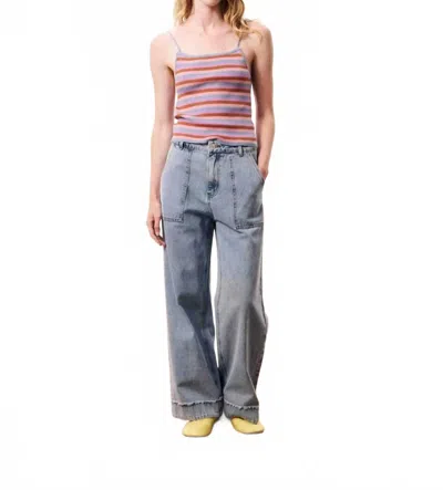 Frnch Corallia Ribbed Knit Tank Top In Light Blue In Pink
